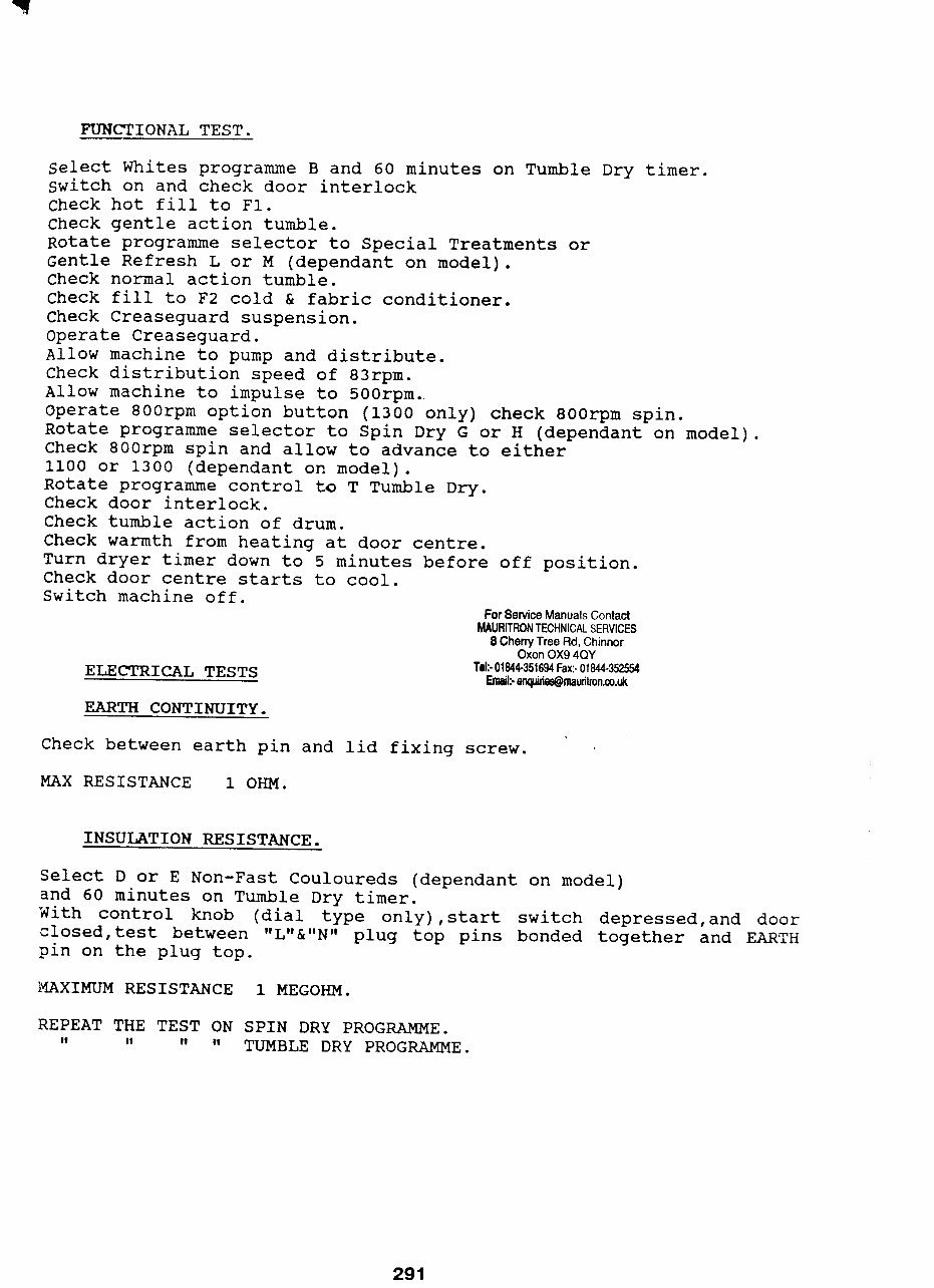 Service Manual HOOVER A8532-8598 CONDENSER WASHER DRYER preview img 7