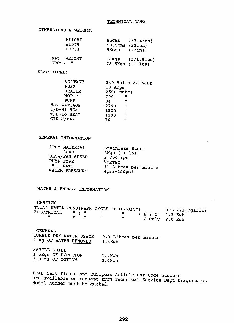 Service Manual HOOVER A8532-8598 CONDENSER WASHER DRYER preview img 8
