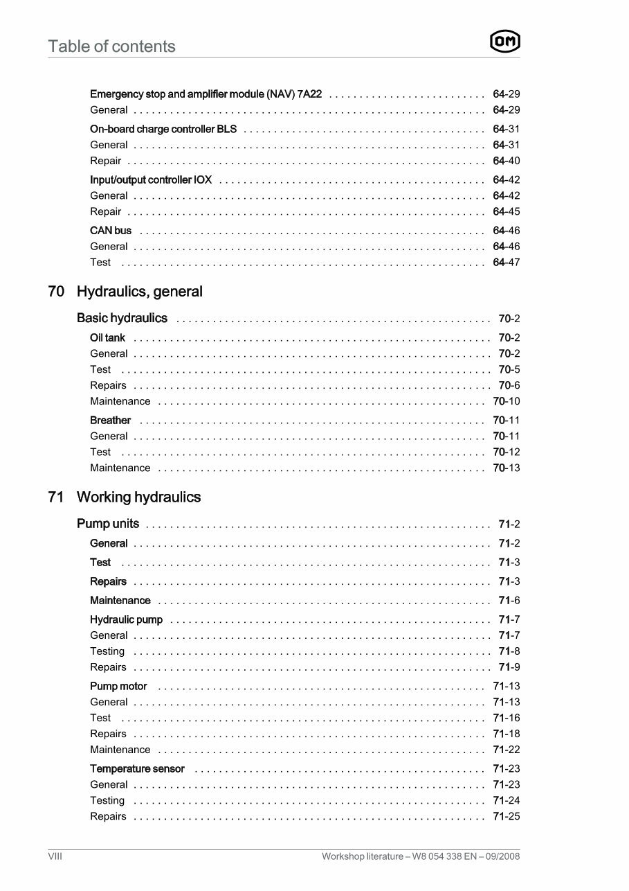 OM Series XNA XNAac Generation 1.2 80V Forklift Truck Service Repair Workshop Manual preview img 10