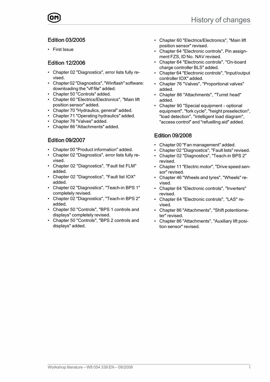 OM Series XNA XNAac Generation 1.2 80V Forklift Truck Service Repair Workshop Manual preview img 3
