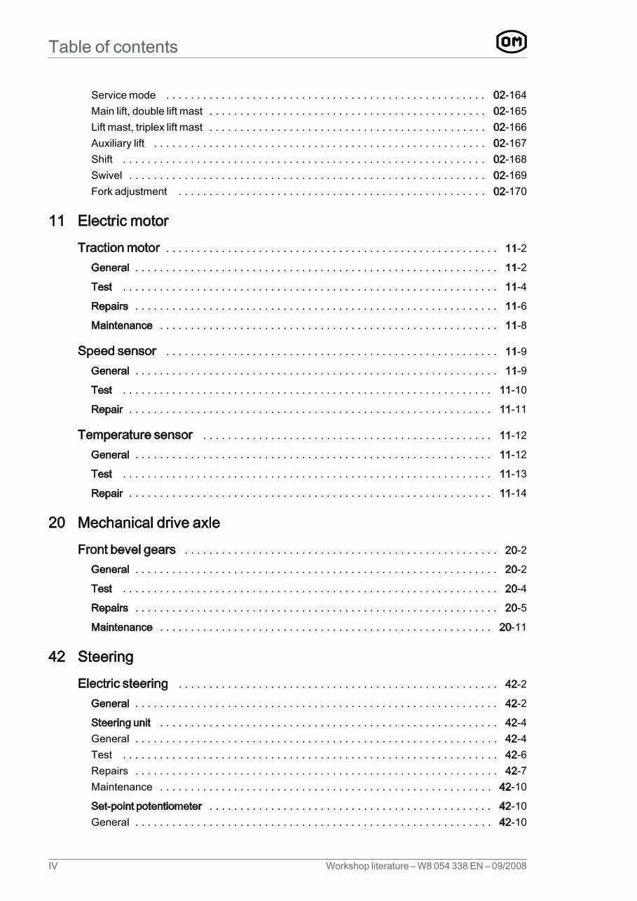 OM Series XNA XNAac Generation 1.2 80V Forklift Truck Service Repair Workshop Manual preview img 6