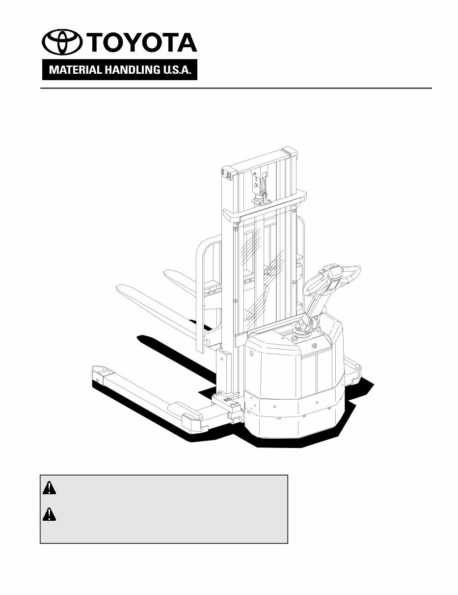 Toyota Electric Walkie Adjustable Straddle Stacker 6BWS10, 6BWS13; SN: 585890 - up Workshop Service Manual preview img 1