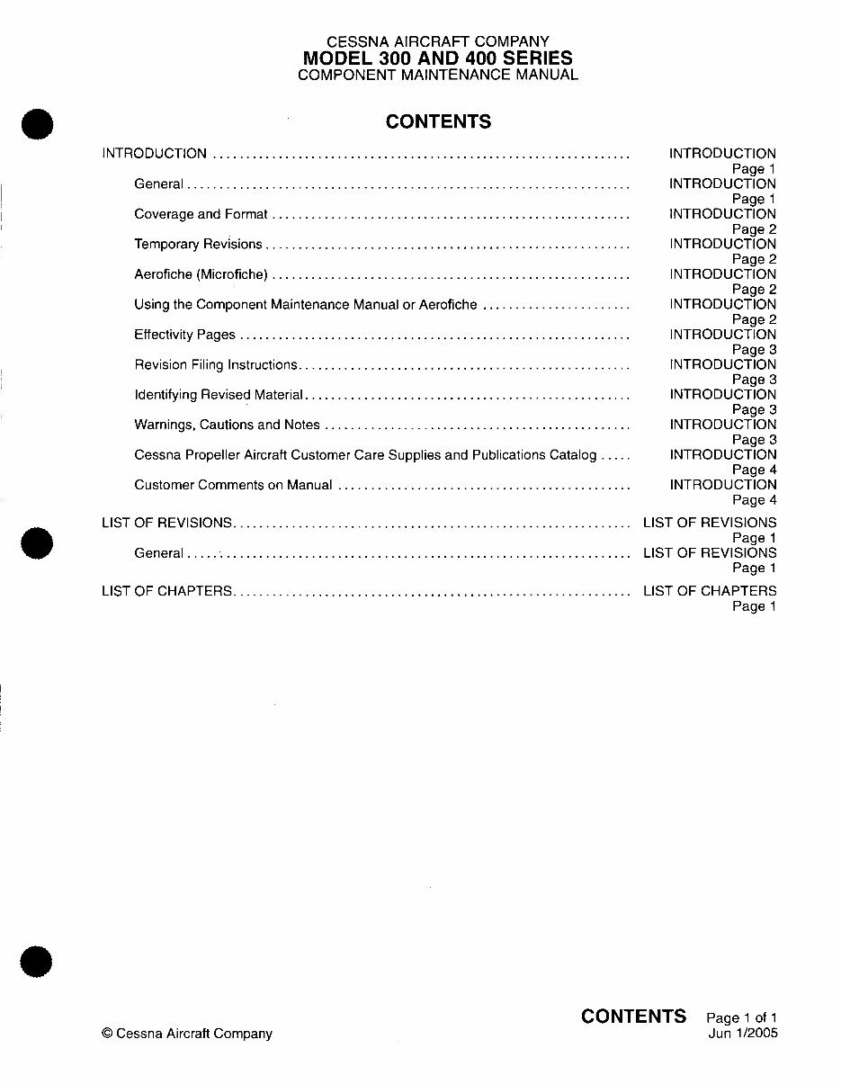 Cessna Component Maintenance Manual Model 300 400 preview img 6