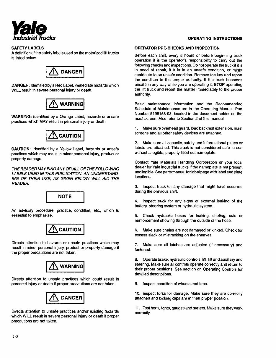 YALE (A815) NR035-040AC / NDR030AC / NR045AC Lift Truck Service Repair Manual preview img 7