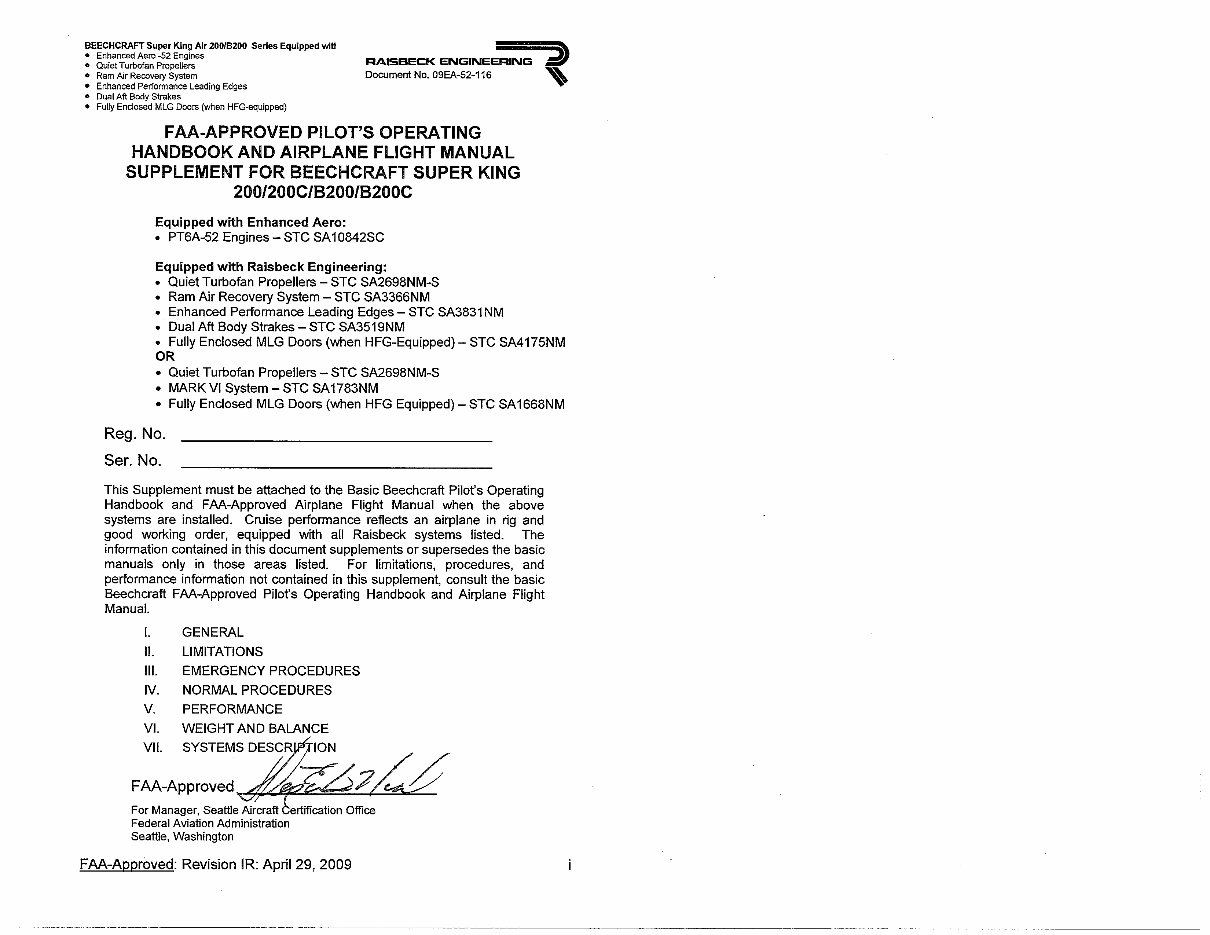 Beechcraft 200 King Air POH Pilots operating handbook preview img 2