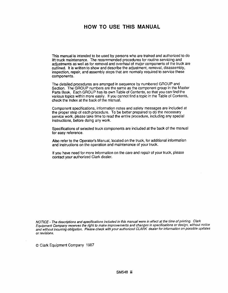 CLARK E357 Forklift Service Repair Manual preview img 4