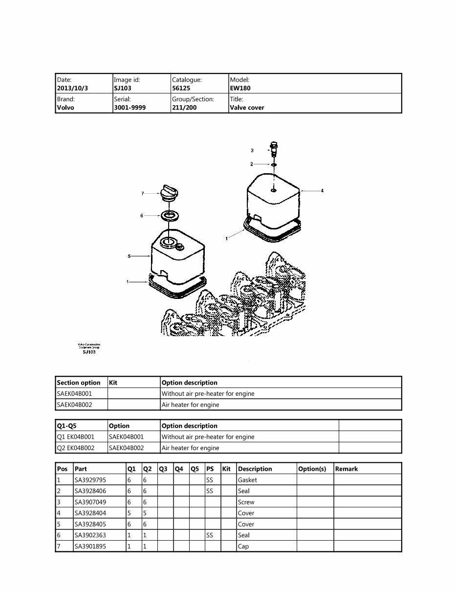 Volvo EW170 EW180 Excavator Service Parts Catalogue Manual - SN 3001 and up preview img 5