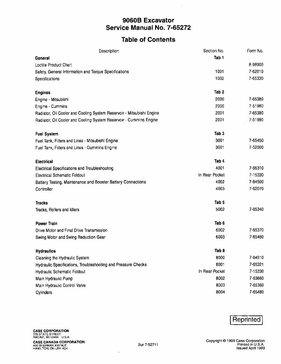 Case 9060B Service Manual preview img 1
