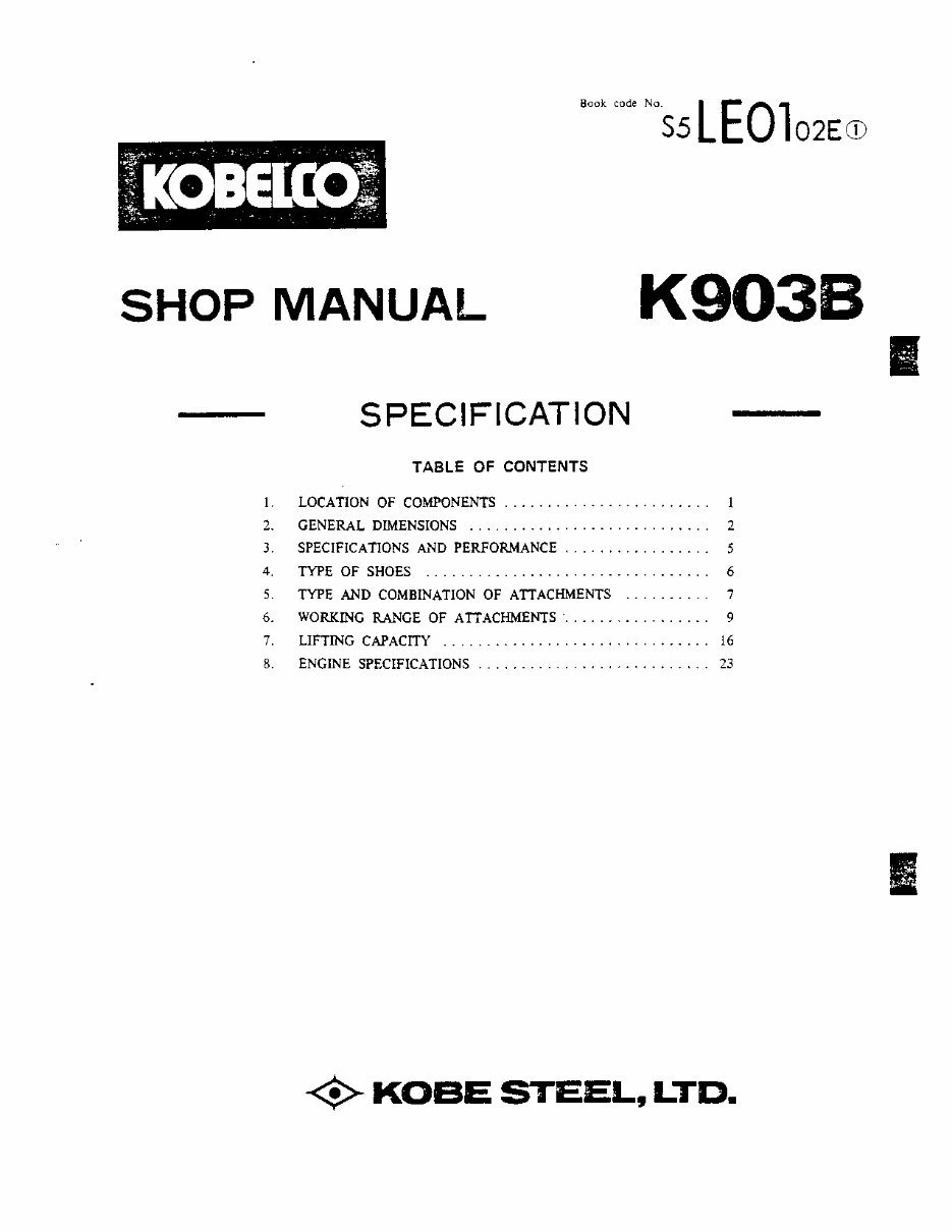 Kobelco K903 Service Manual preview img 4