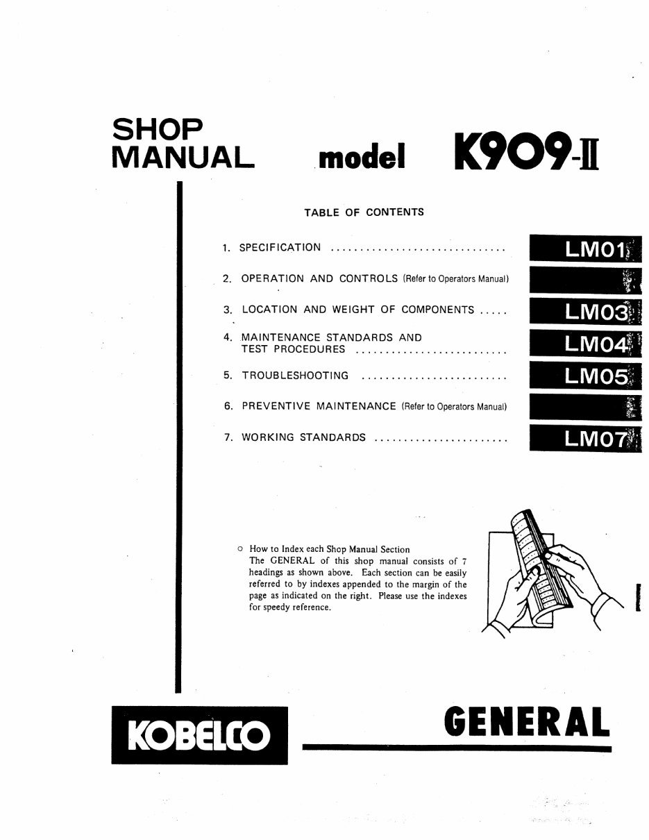 Kobelco K909 Service Manual preview img 4
