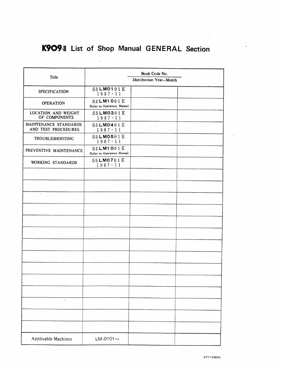 Kobelco K909 Service Manual preview img 6