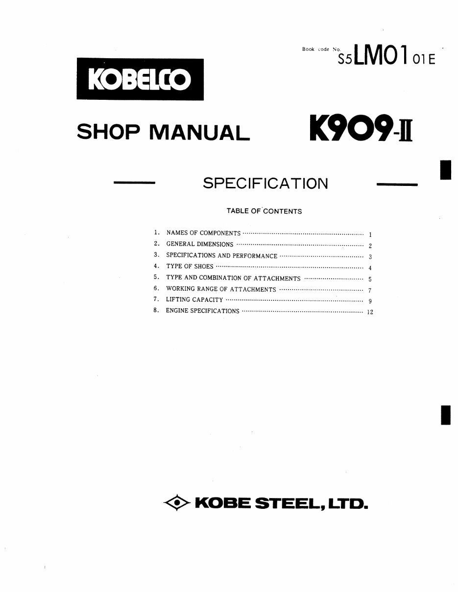 Kobelco K909 Service Manual preview img 7