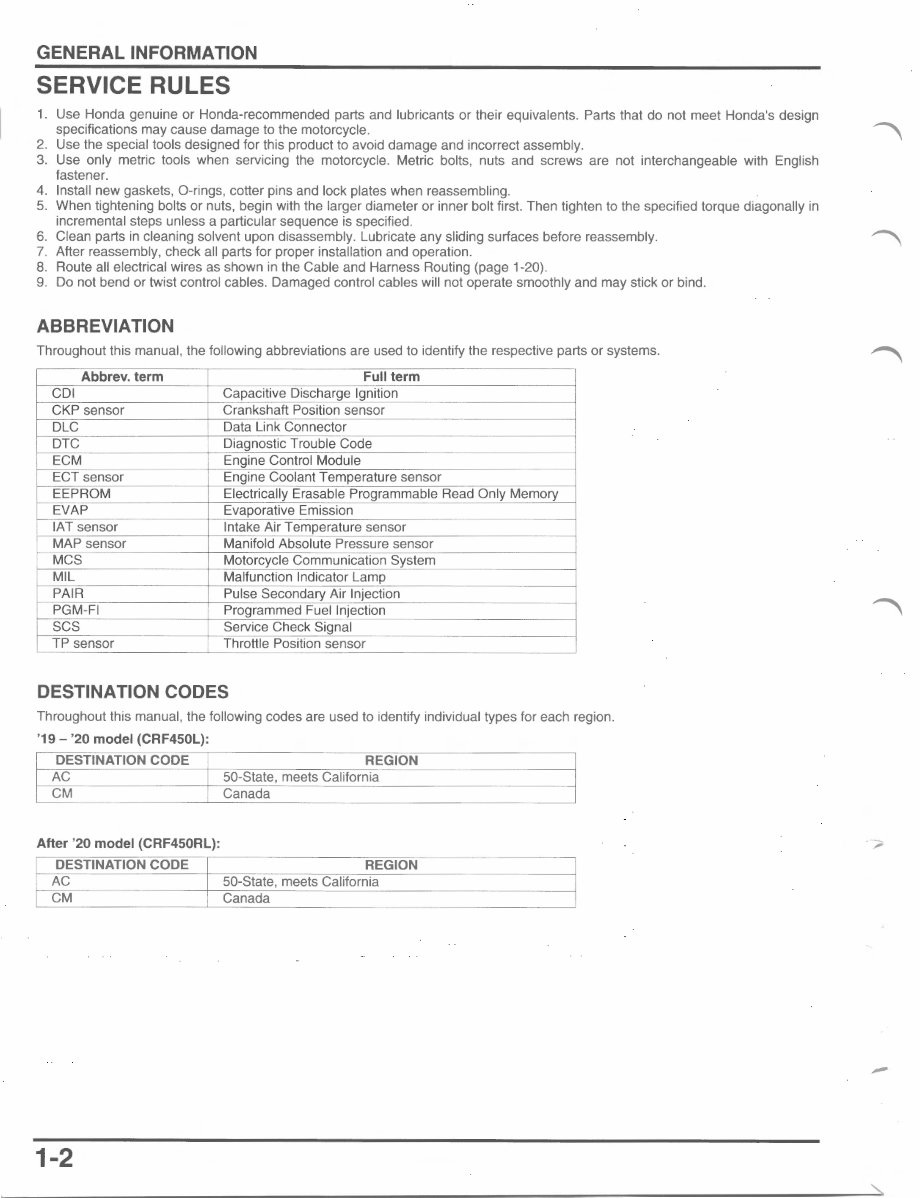 2019-2022 Honda CRF450L Service & Repair Manual preview img 9