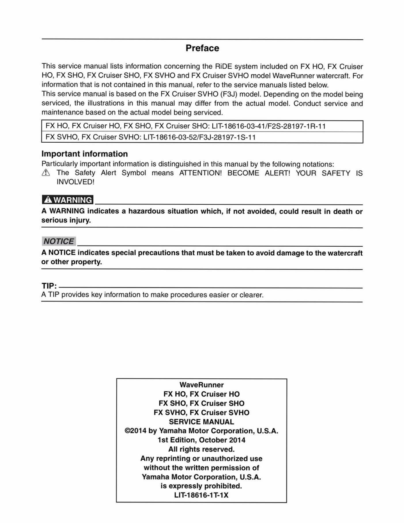 2016 Yamaha FX CRUISER SVHO Service & Repair Manual preview img 3
