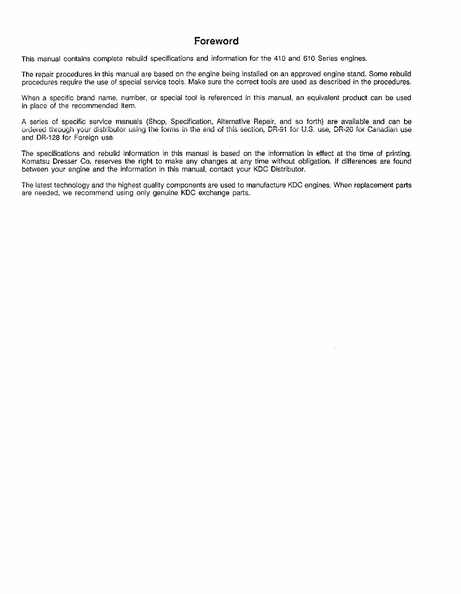 Cummins Service Diesel Engine 410 & 610 Series Manual Workshop Service Repair Manual preview img 2