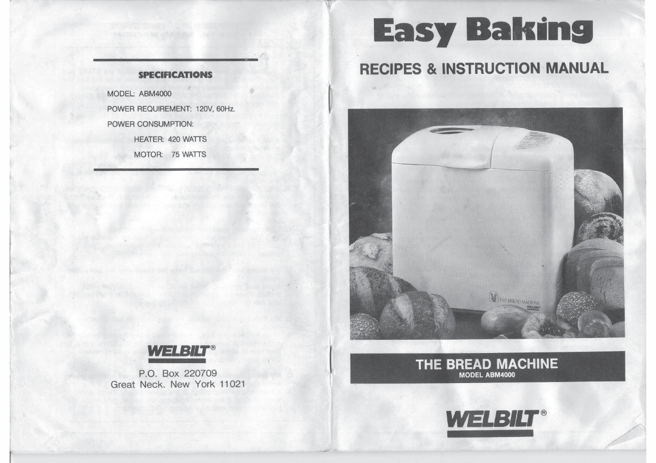 Welbilt Bread Machine Rising Time Chart.pdf Welbilt Bread Machine Parts Model ABM4800 Instruction Manual Recipes ...