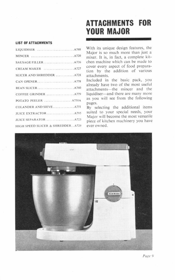 Kenwood Major A707 and A707A mixer Instruction and recipe manual preview img 10
