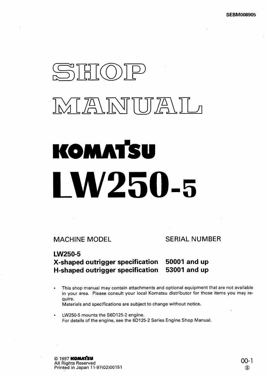 Komatsu LW250-5 Hydraulic CRANE Workshop Service Repair Manual preview img 1