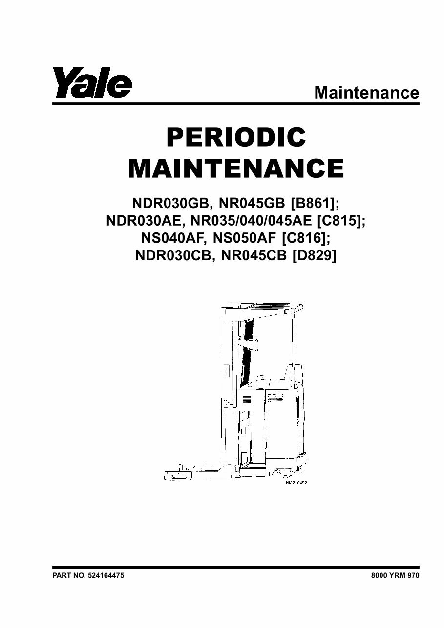 Yale Truck D829 Series: NDR030CB, NR045CB Service Manual preview img 1