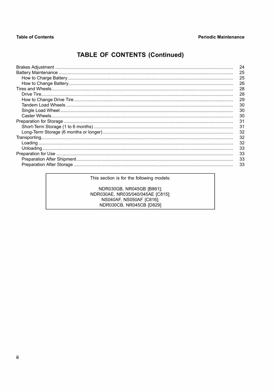 Yale Truck D829 Series: NDR030CB, NR045CB Service Manual preview img 4