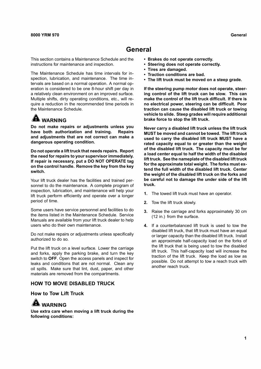 Yale Truck D829 Series: NDR030CB, NR045CB Service Manual preview img 5
