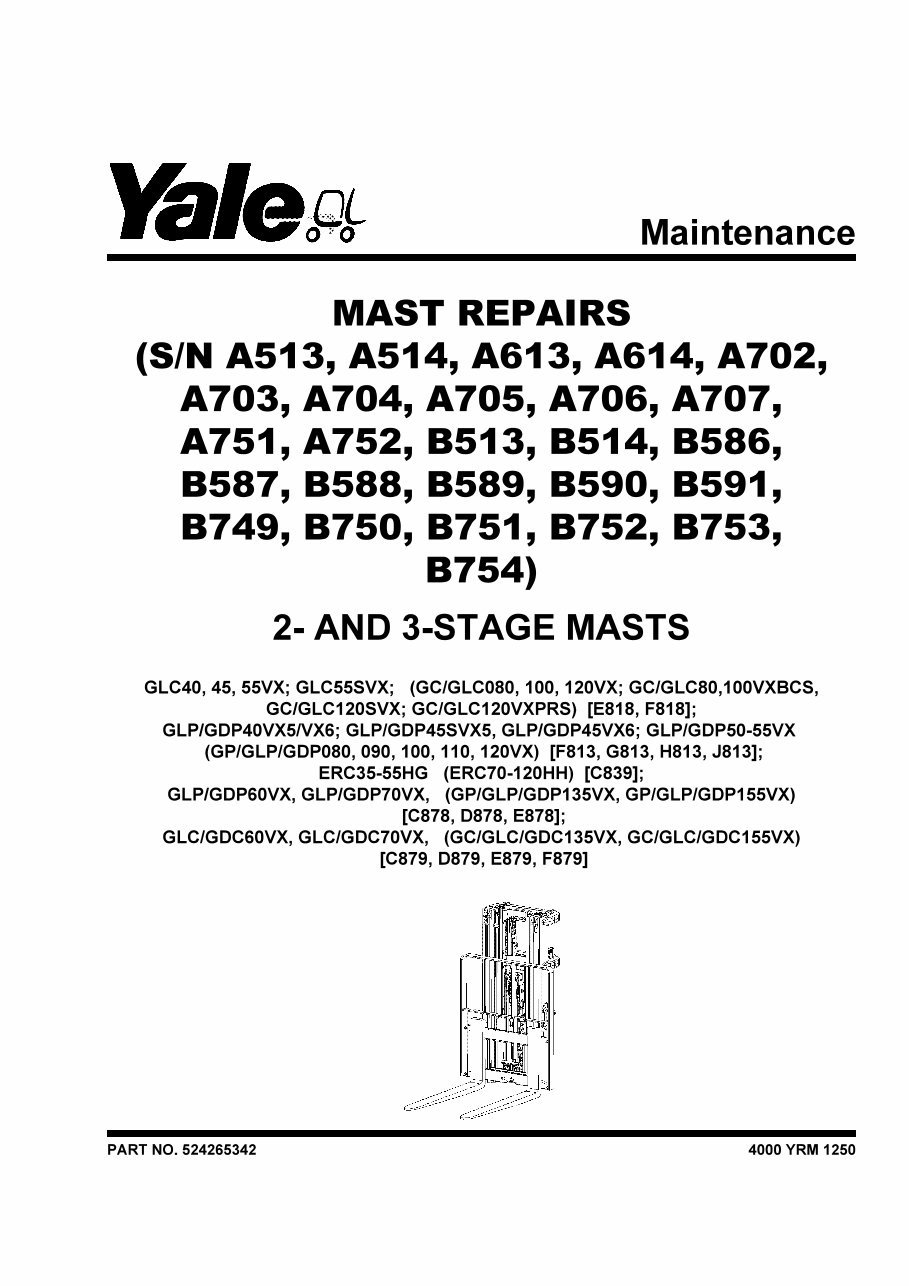 YALE (C839) ERC070HH, ERC080HH, ERC100HH, ERC120HH Lift Truck Service Repair Manual preview img 1