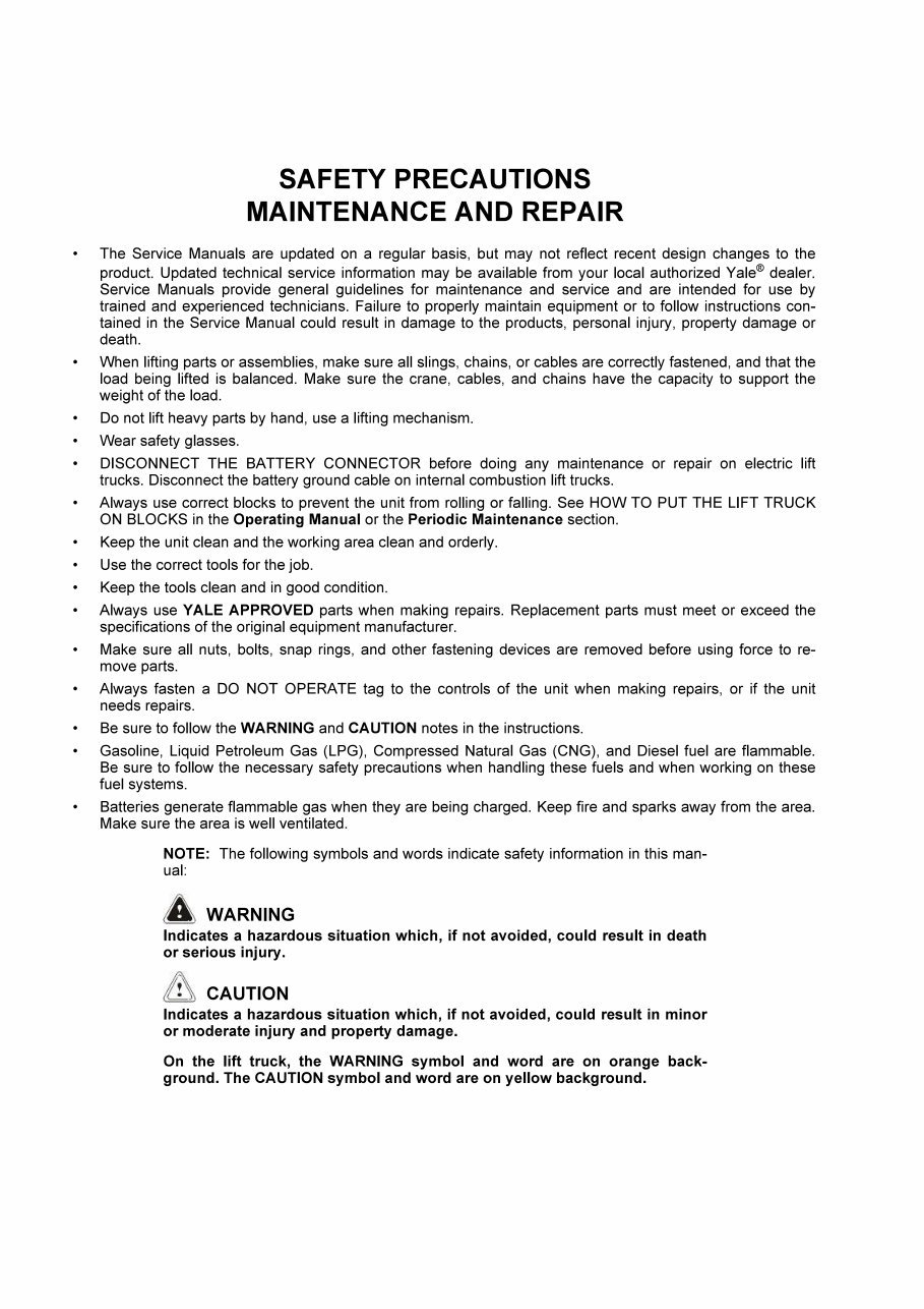 YALE (C839) ERC070HH, ERC080HH, ERC100HH, ERC120HH Lift Truck Service Repair Manual preview img 2