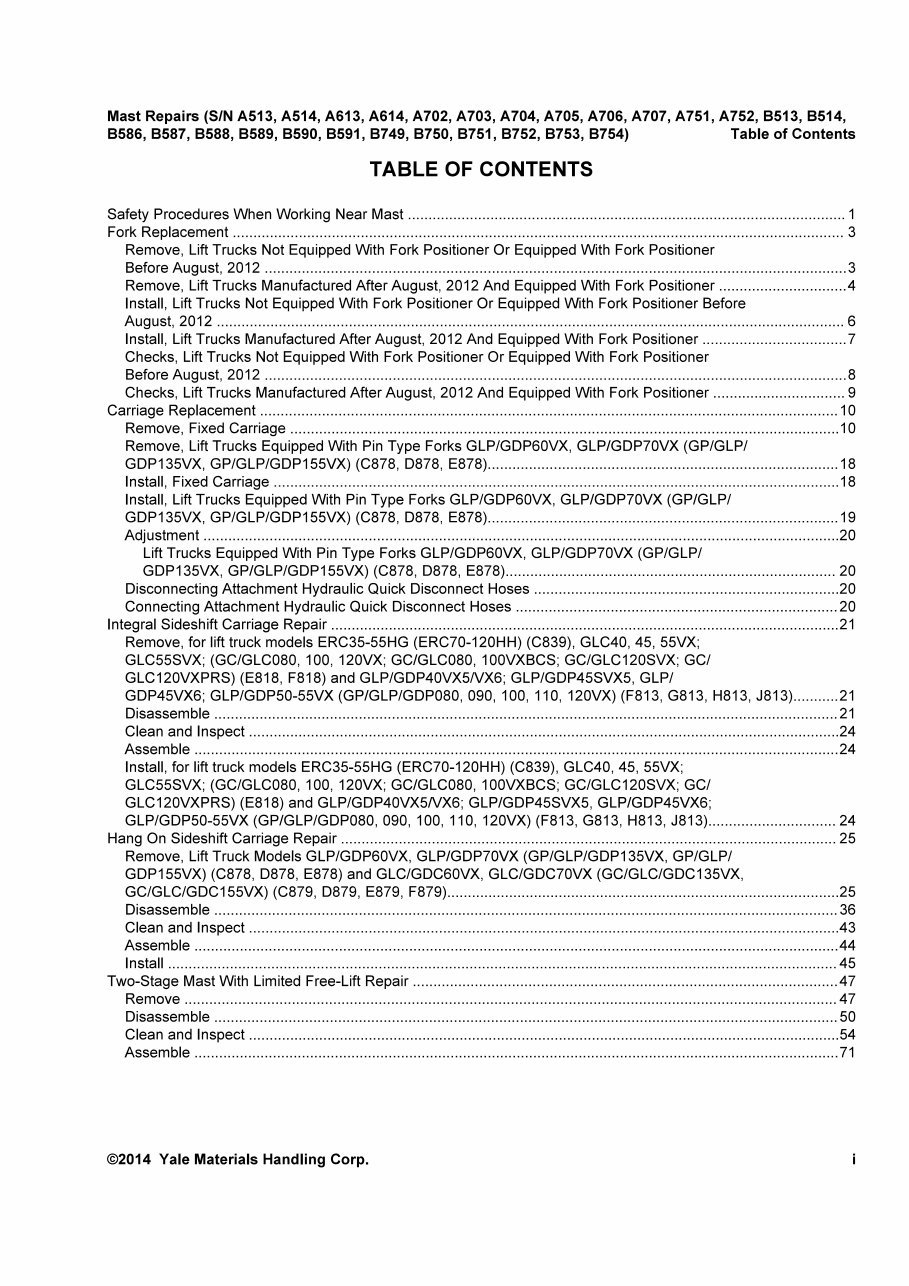 YALE (C839) ERC070HH, ERC080HH, ERC100HH, ERC120HH Lift Truck Service Repair Manual preview img 3