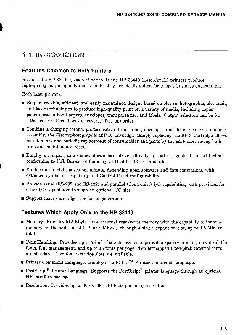 HP LaserJet Series II printer (HP 33440), LaserJet III printer (HP 33449) Combined Service Repair Manual preview img 10