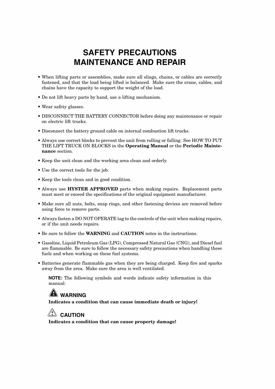 HYSTER Challenger C117 (H36.00C, H40.00C, H44.00C, H48.00CH, H800C, H880C, H970C, H1050CH) Forklift Service Repair Manual + PART preview img 2