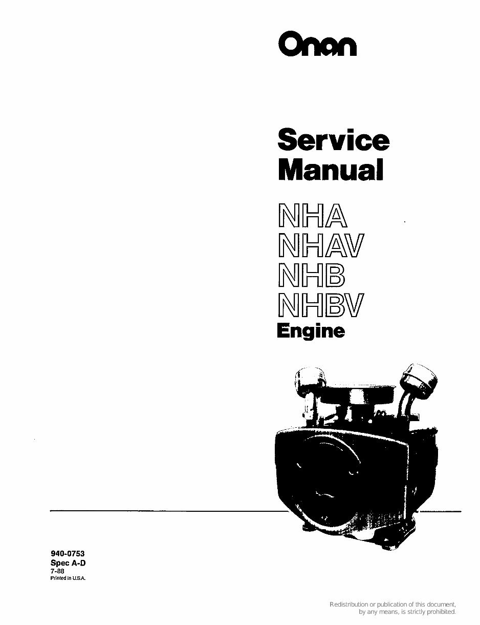 Onan Cummins NHA, NHAV, NHB & NHBV Engine Service & Parts Manual - preview img 2