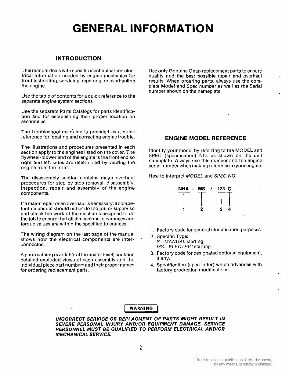 Onan Cummins NHA, NHAV, NHB & NHBV Engine Service & Parts Manual - preview img 5