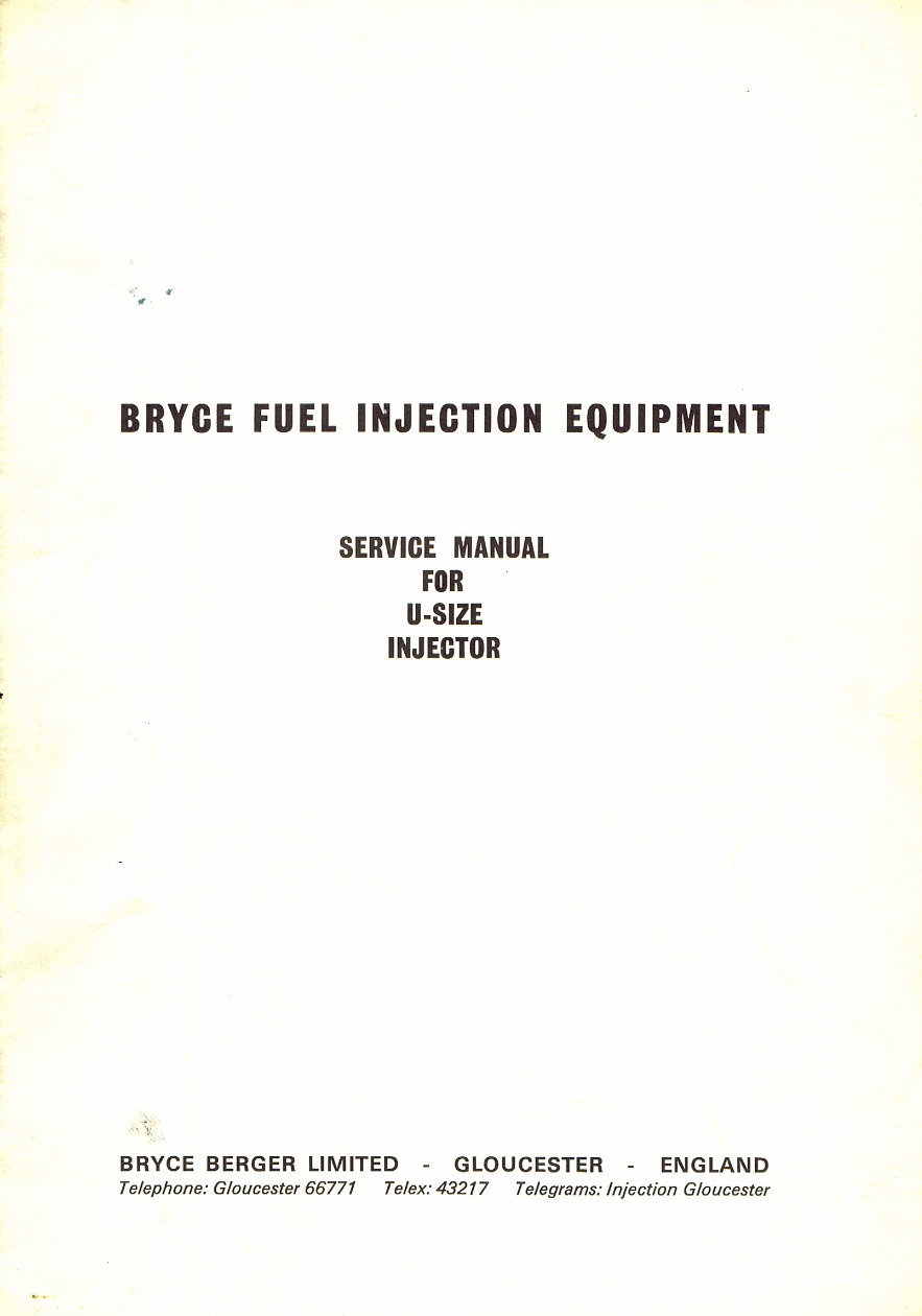 Cav Bryce U size Injector Pump orkshop Maual preview img 1