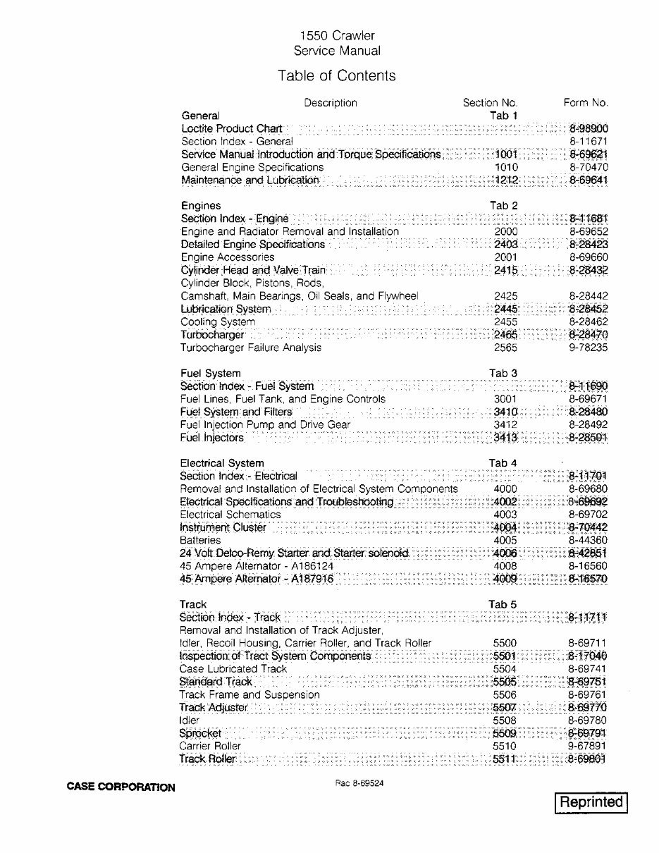 Case 1550 Service Manual preview img 1