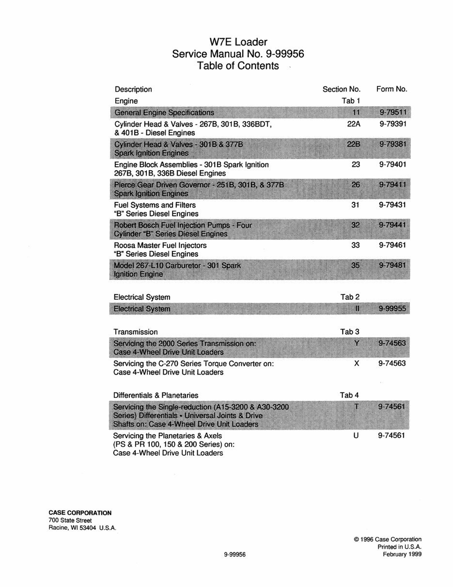 Case W7E Service Manual preview img 2
