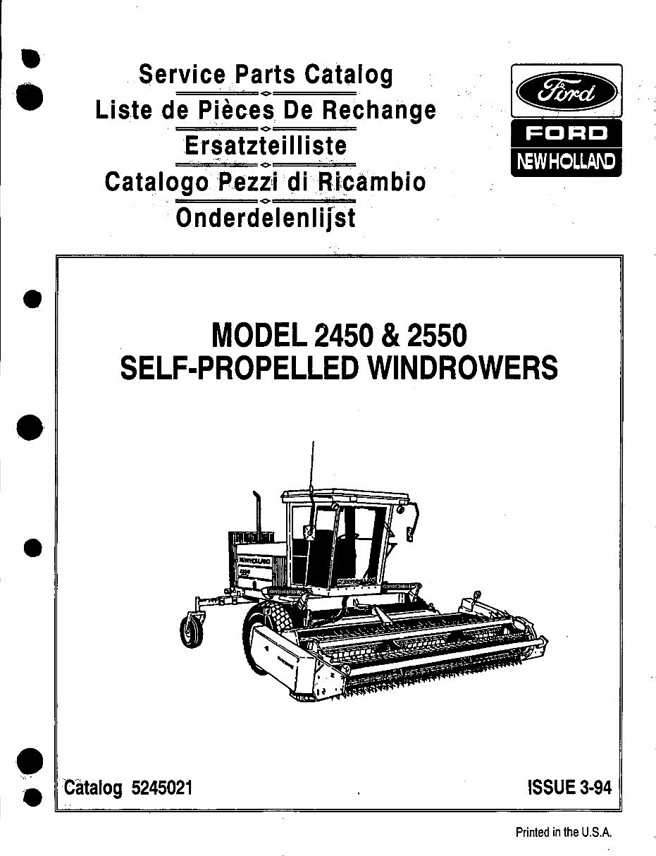 New Holland 2450, 2550 Parts Catalog preview img 1