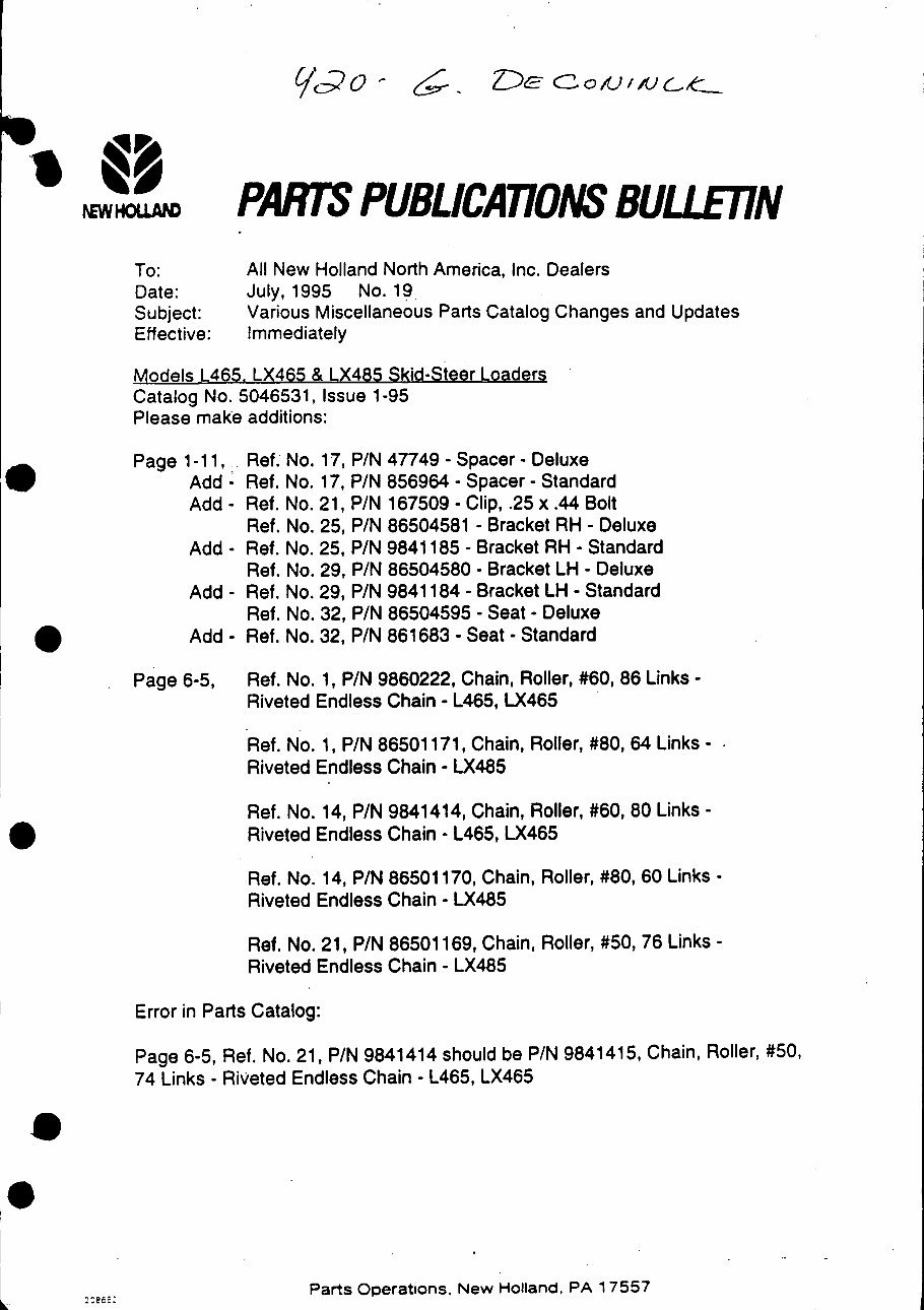 New Holland 2450, 2550 Parts Catalog preview img 5