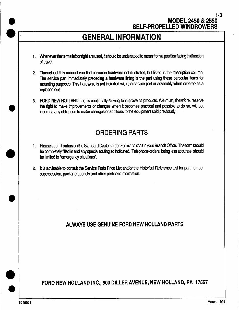 New Holland 2450, 2550 Parts Catalog preview img 8