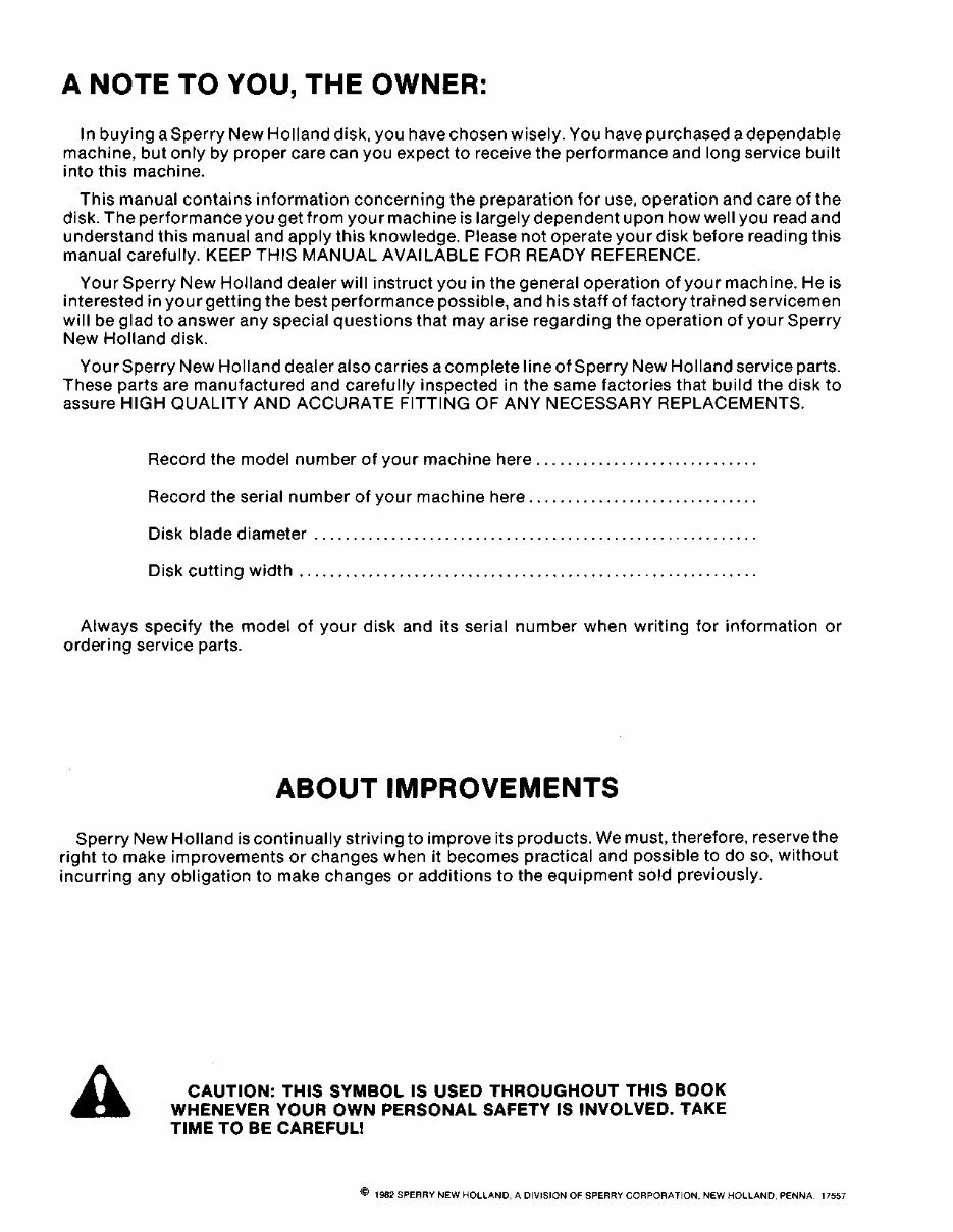 New Holland TD100, TD200, TD50 Operators Manual preview img 2
