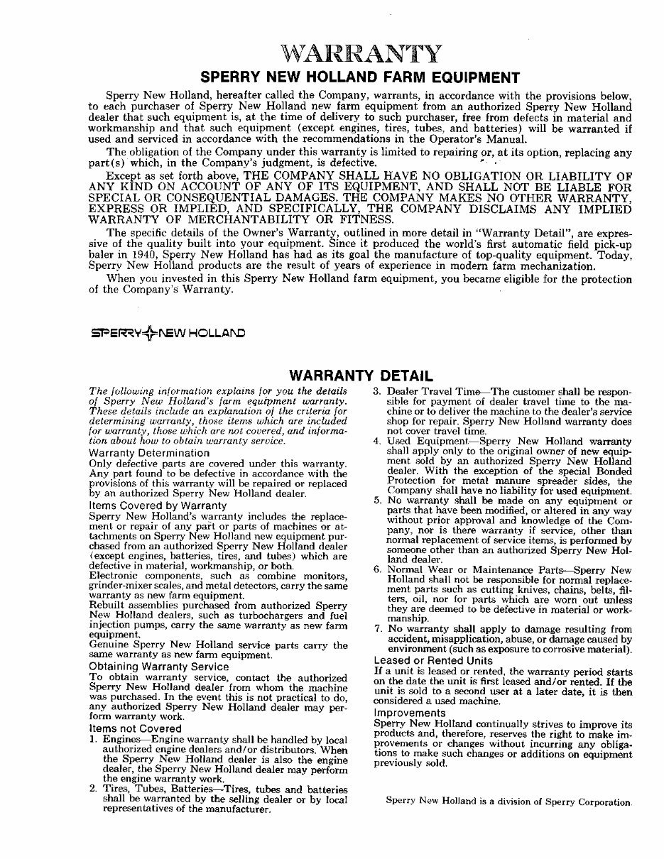 New Holland TD100, TD200, TD50 Operators Manual preview img 3