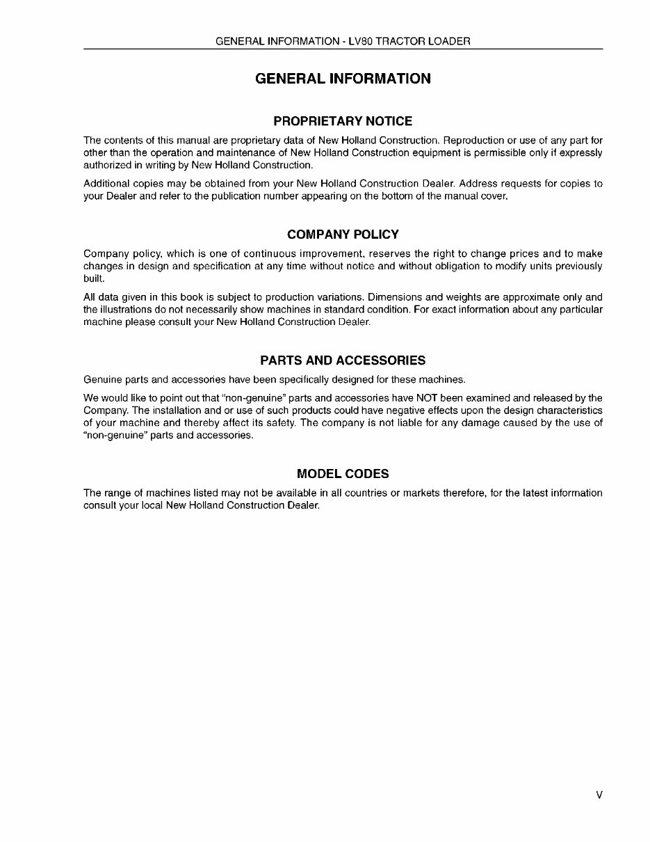 New Holland CE LV80 Service Manual preview img 8