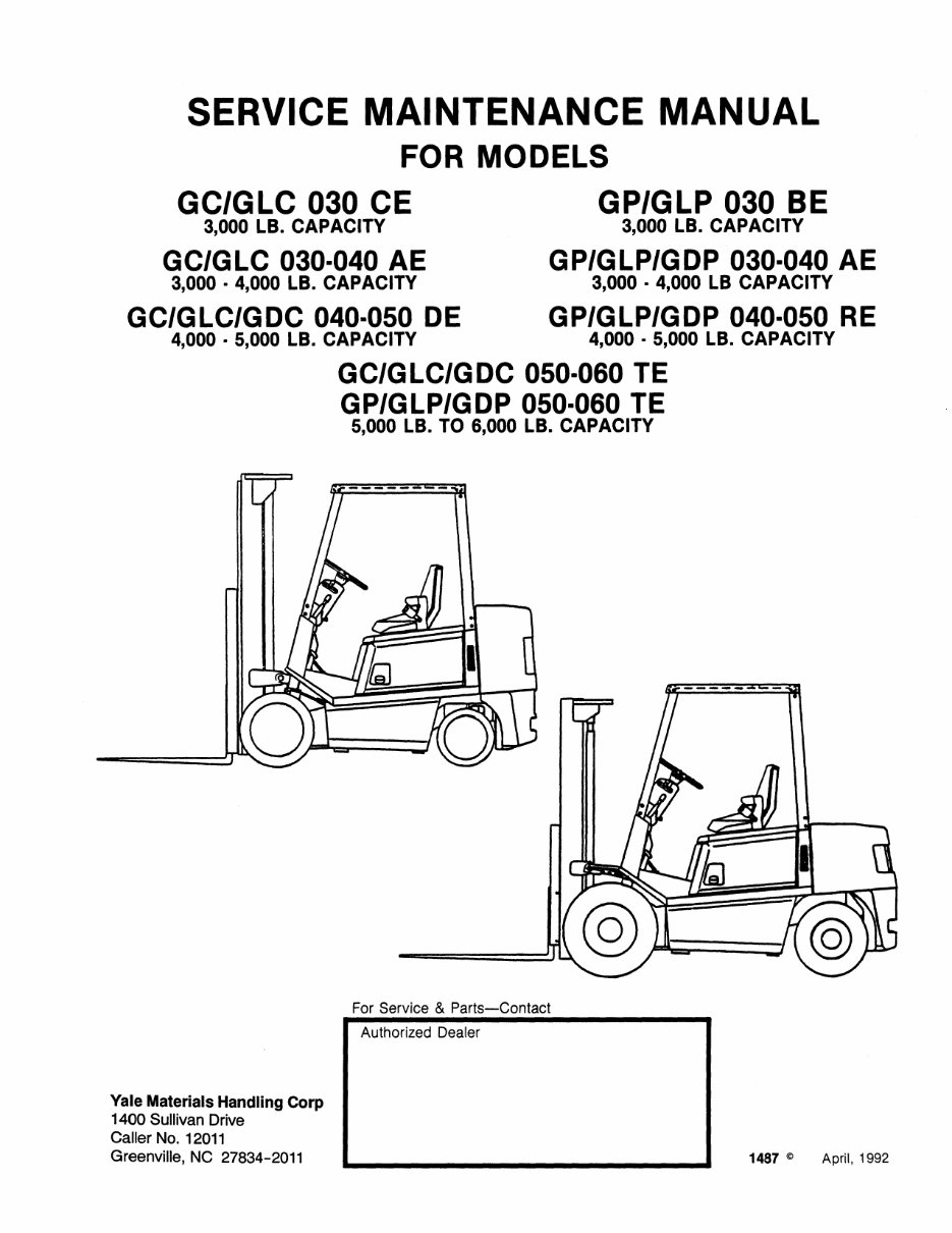 Yale Forklift Service & Maintenance Manual preview img 1