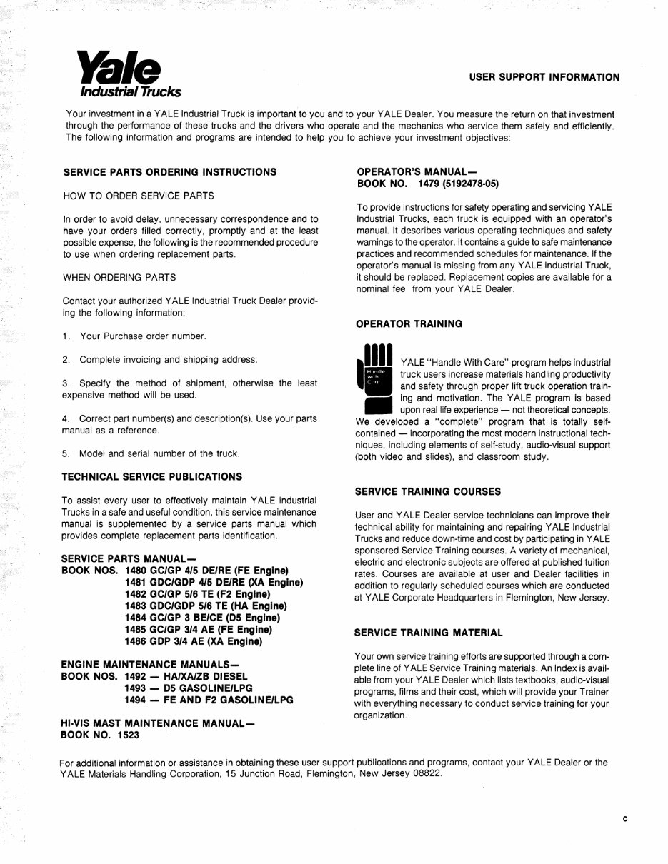 Yale Forklift Service & Maintenance Manual preview img 3