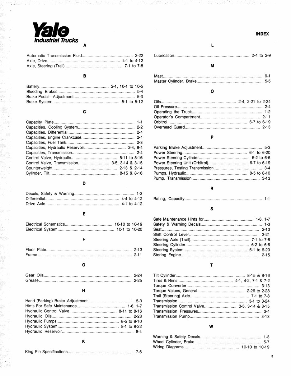 Yale Forklift Service & Maintenance Manual preview img 5