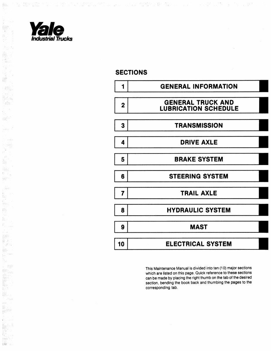Yale Forklift Service & Maintenance Manual preview img 7