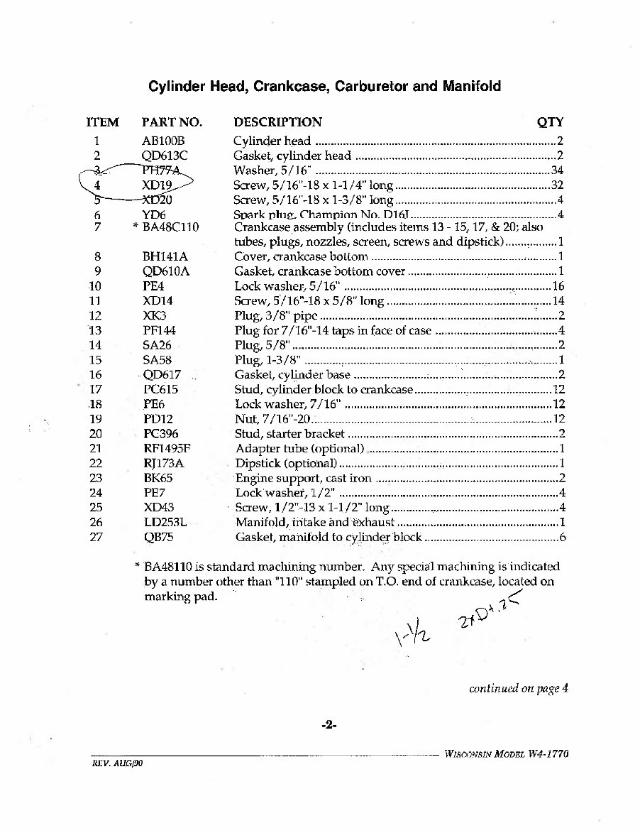 Wisconsin Engine parts manual W4 1770 IPL preview img 3