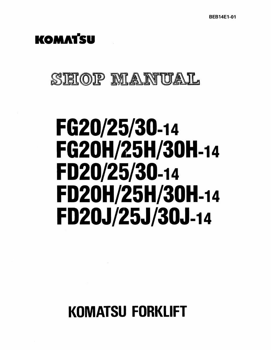 Komatsu FG, FD Forklifts OEM Service & Repair Manual preview img 1