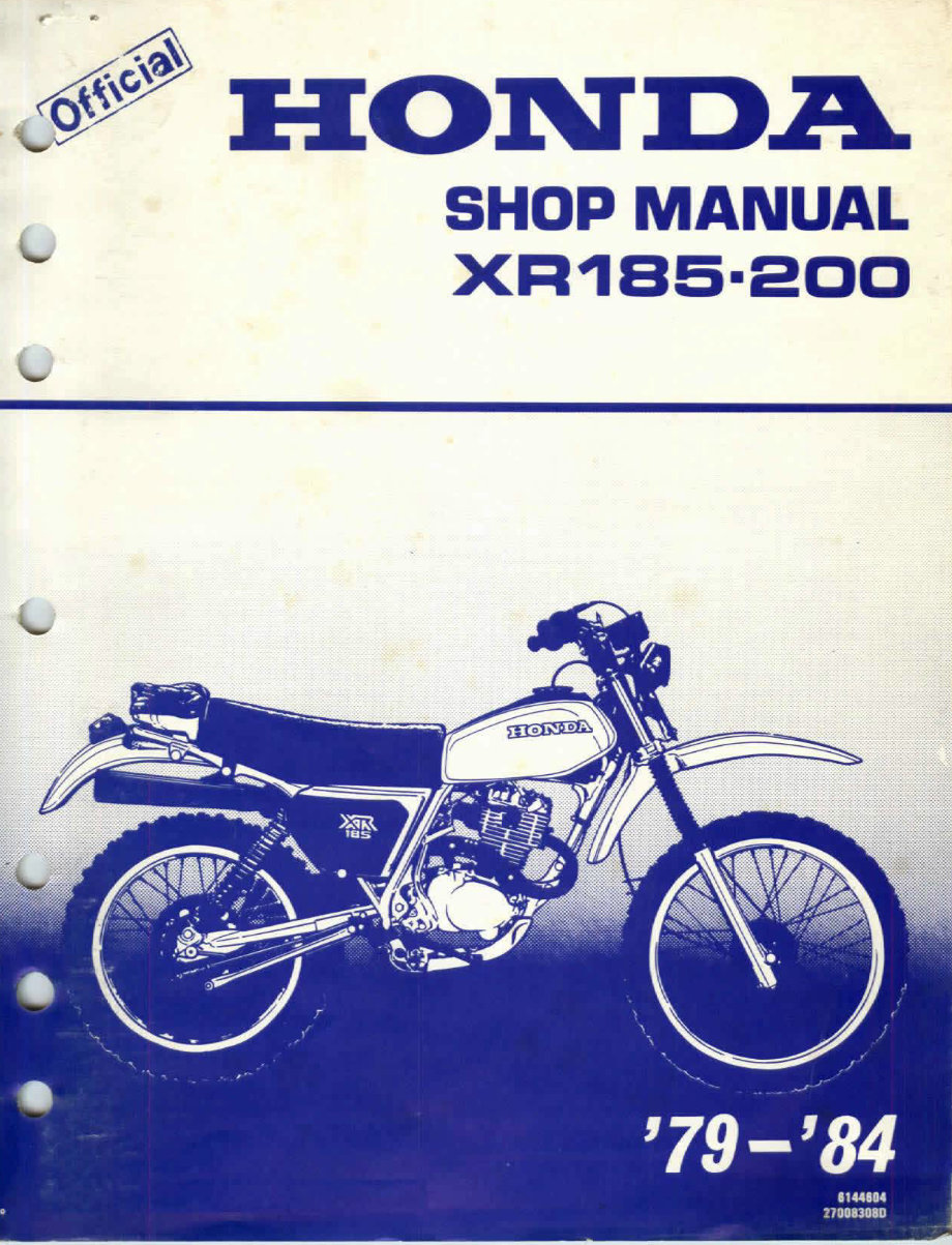 1979-1984 XR185 / XR200 Service & Repair Manual preview img 1