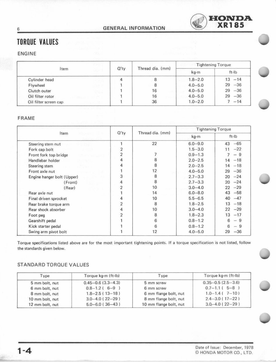 1979-1984 XR185 / XR200 Service & Repair Manual preview img 8