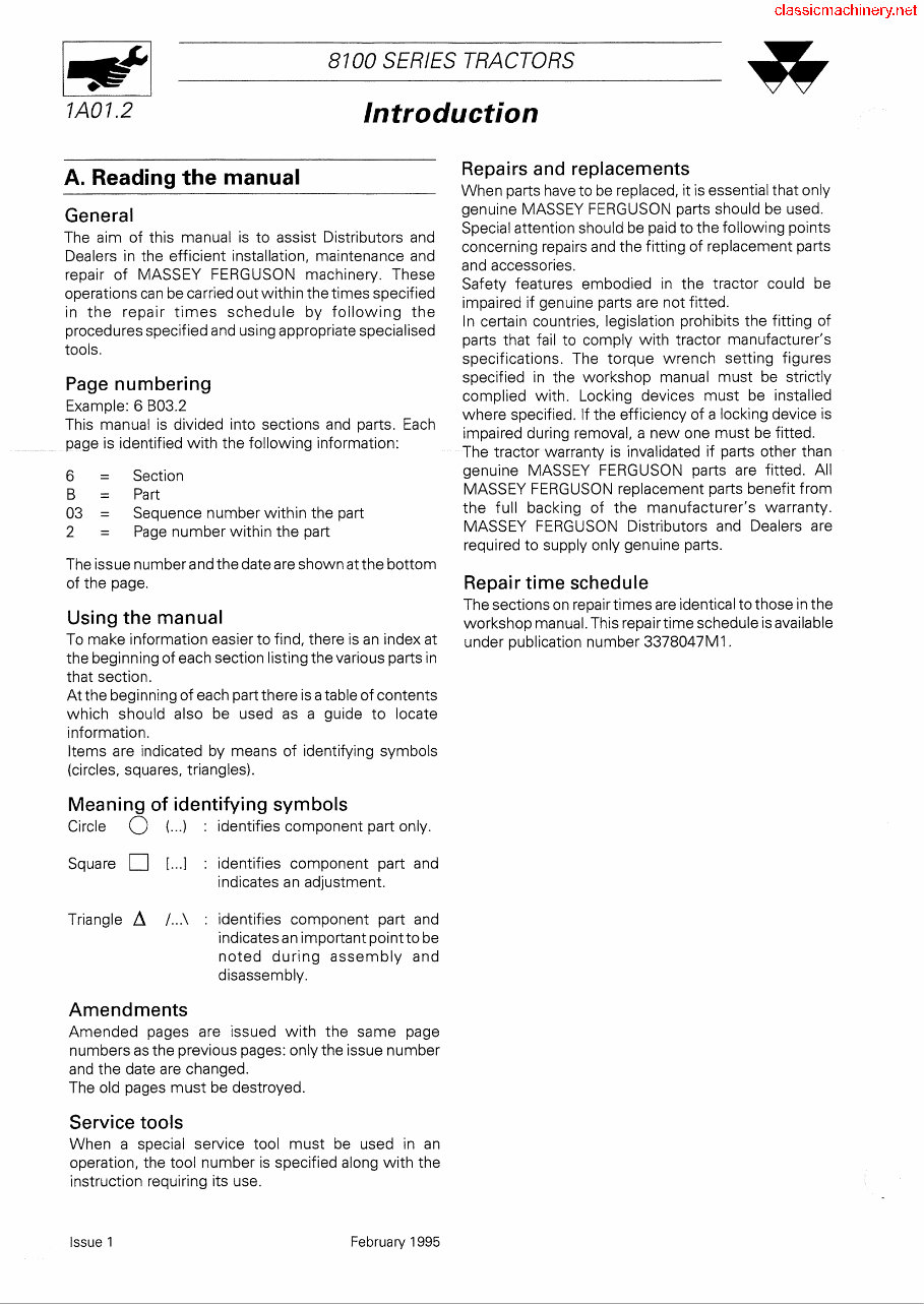 Massey Ferguson MF 8110 Factory Service & Work Shop Manual preview img 5